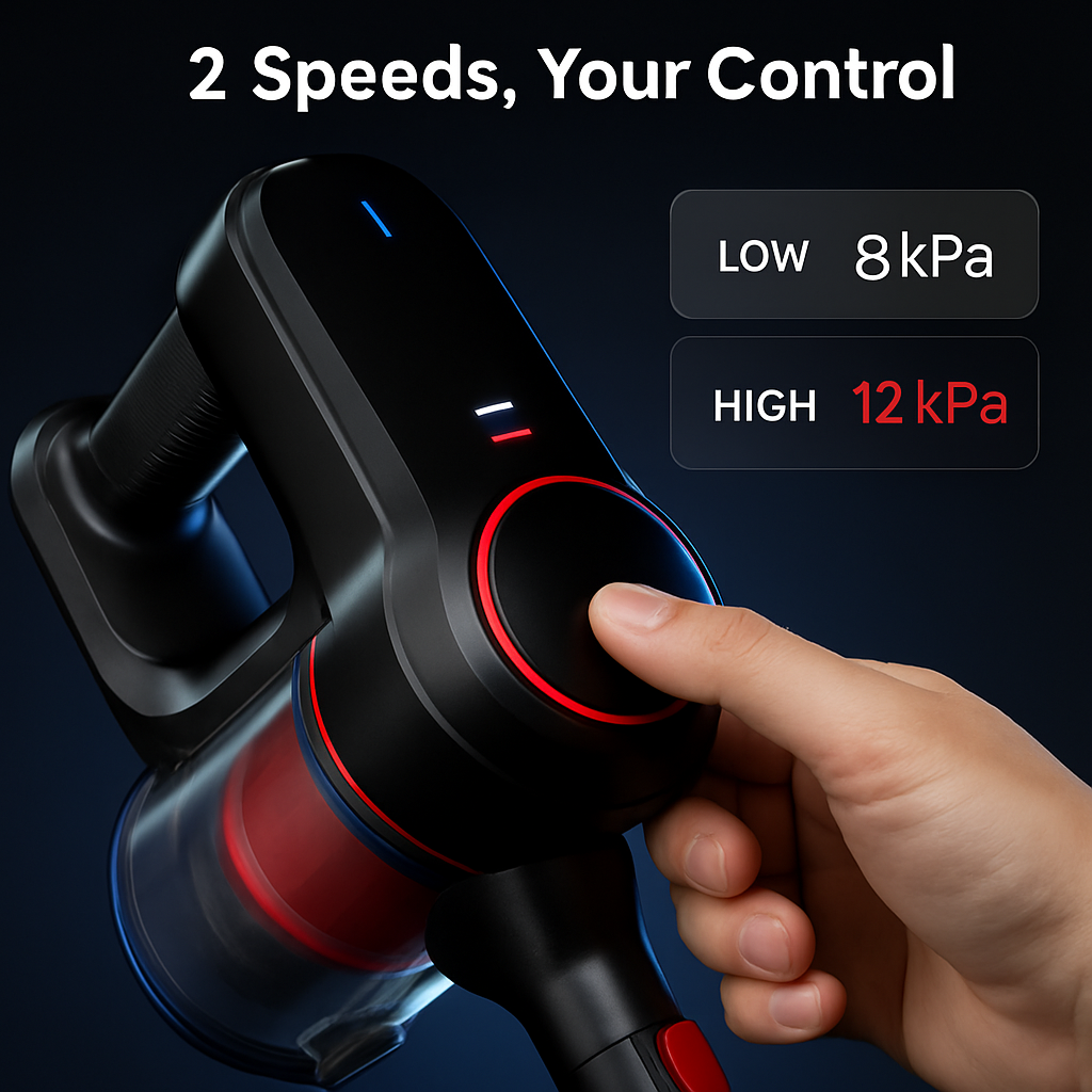 Cordless Vacuum Cleaner with LED Lighting and 2 Speeds