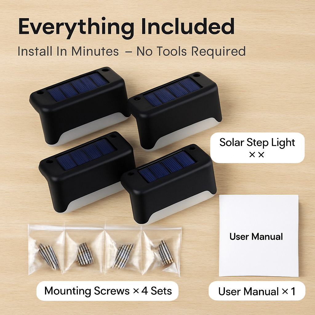 Solar Powered LED Step Lights for Outdoor Stairs