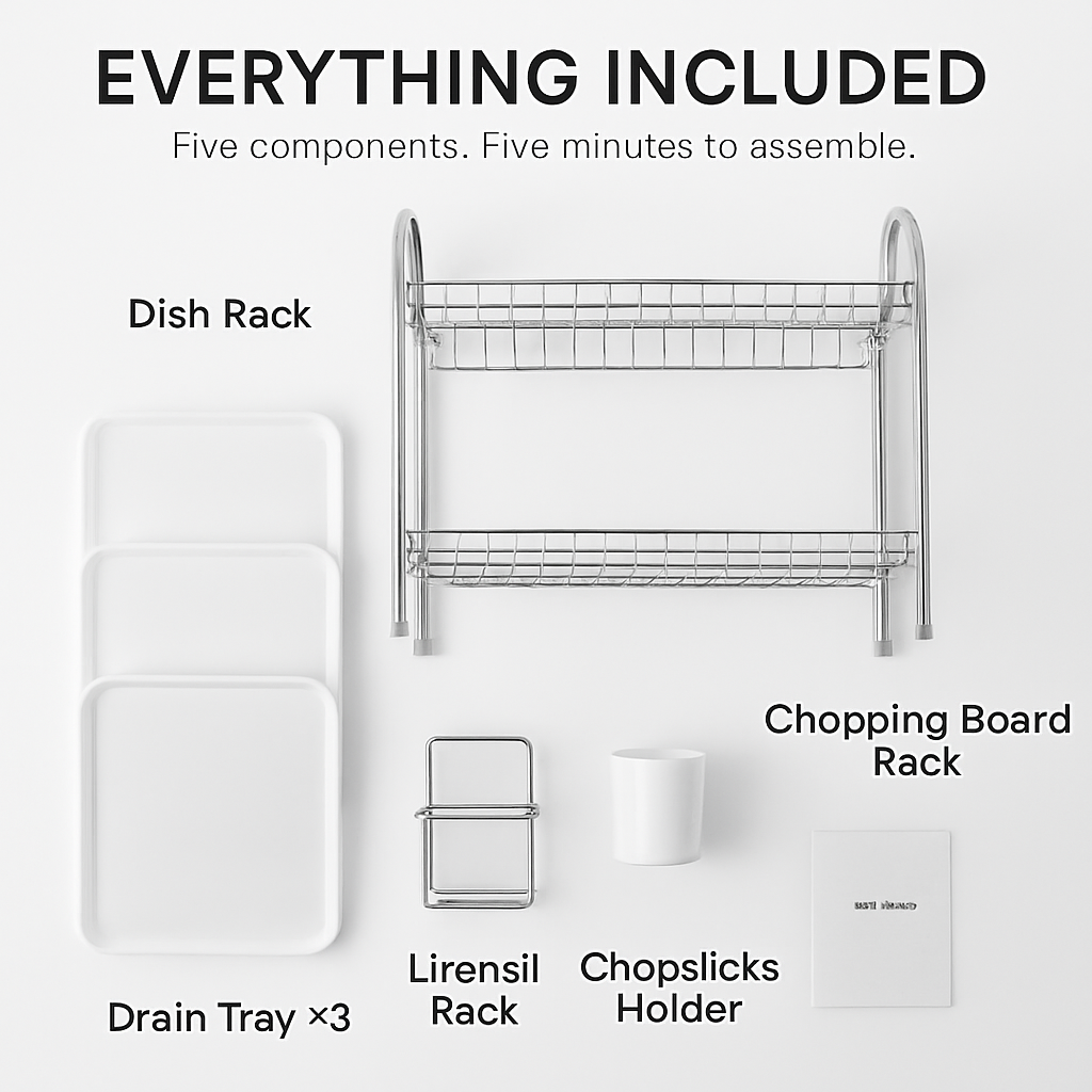 Three-Tier Dish Drying Rack with Drainage Trays