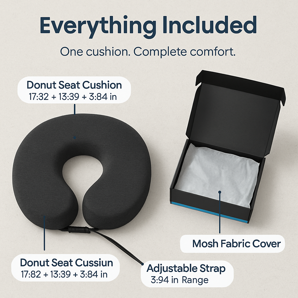 Donut Pillow Seat Cushion – Ergonomic Memory Foam Pad