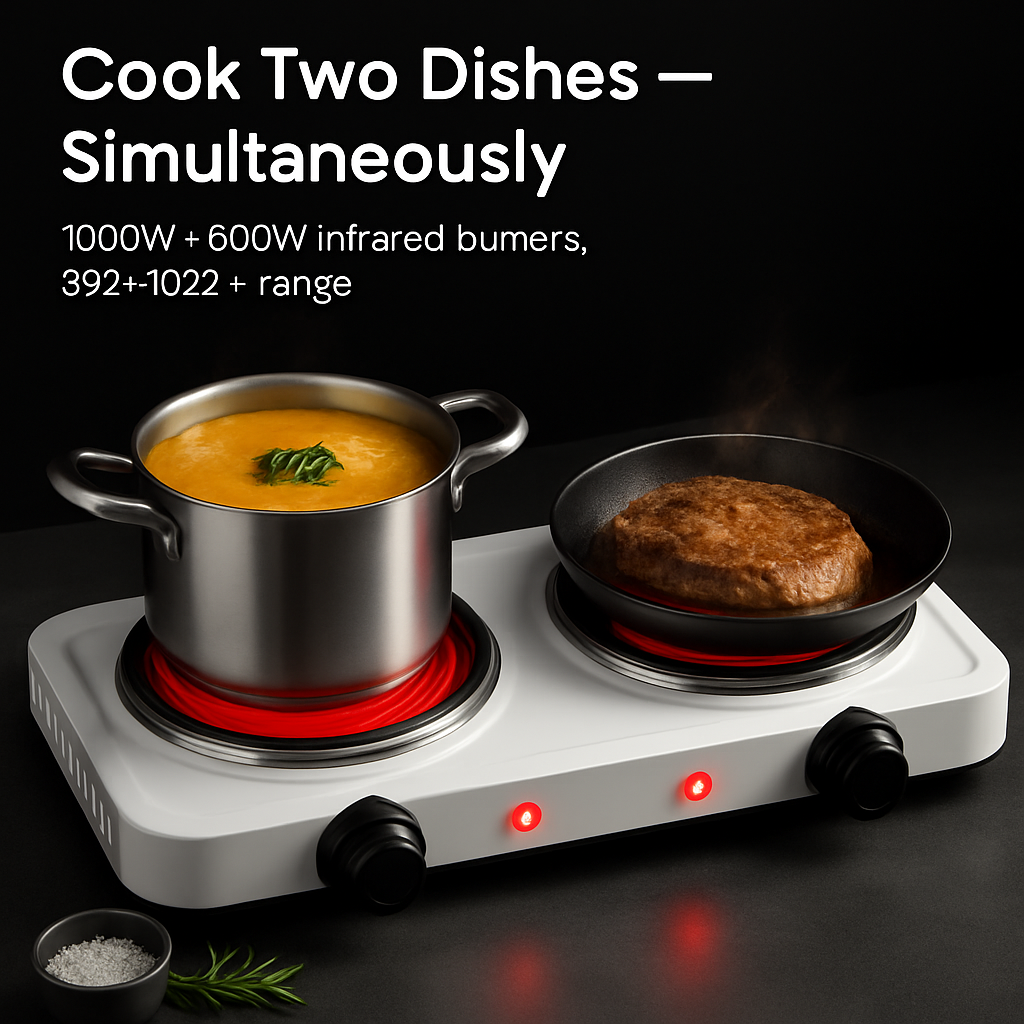Infrared Dual Burner Portable Hot Plate Stove
