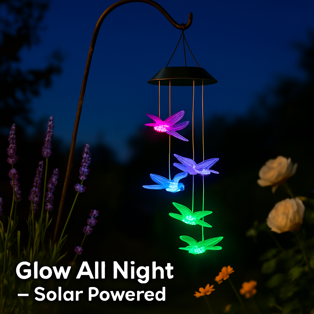 Dragonfly Solar Wind Chimes for Outdoor Garden Decor
