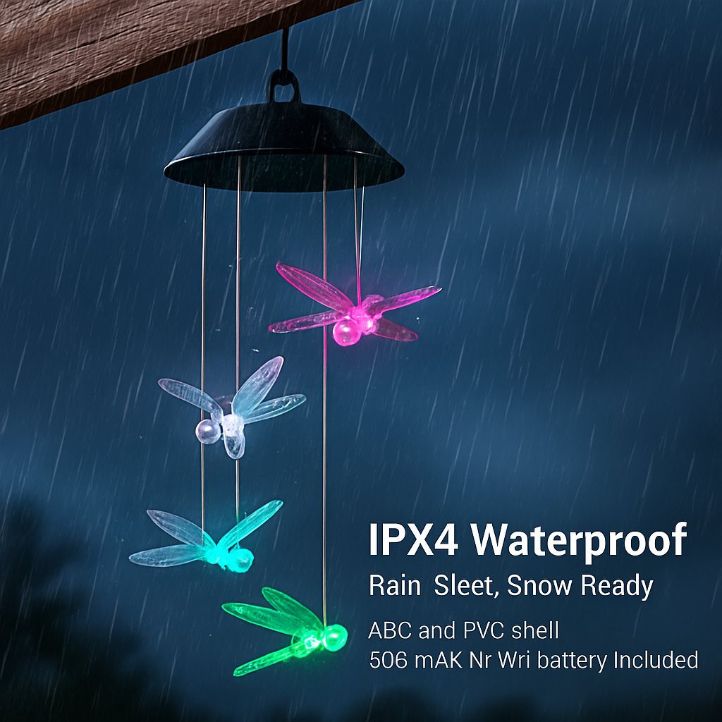 Dragonfly Solar Wind Chimes for Outdoor Garden Decor