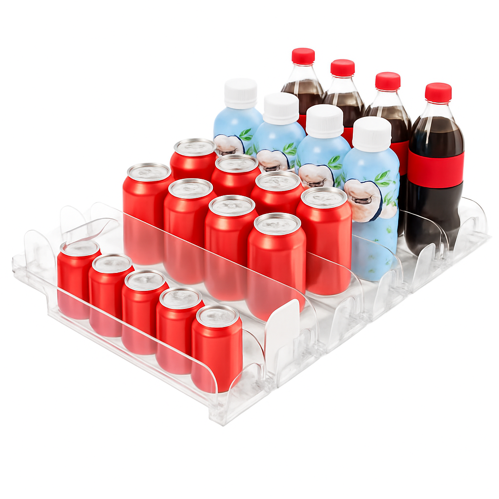Drink Organizer for Fridge - Adjustable 5-Row Can Dispenser