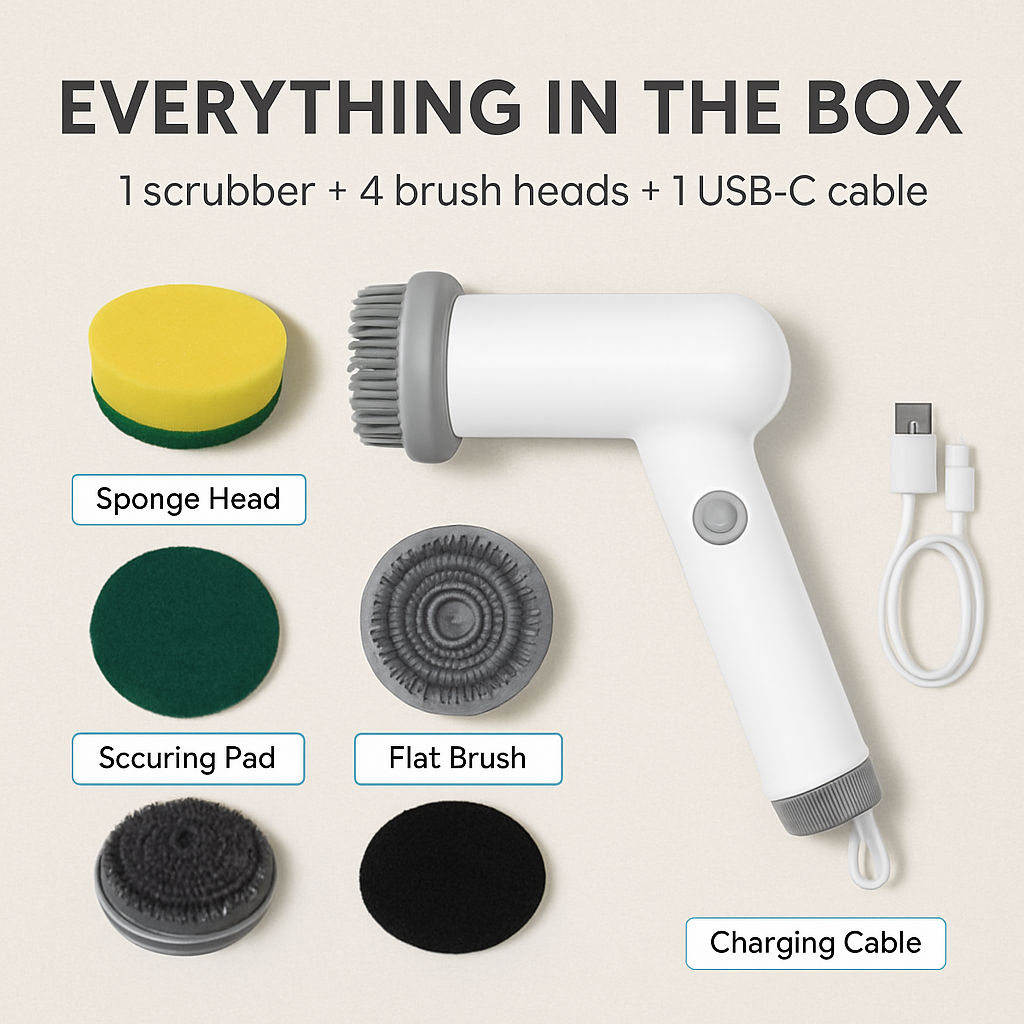 Electric Handheld Spin Scrubber Cordless Cleaning Brush