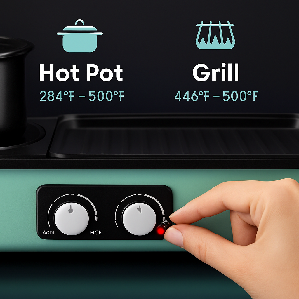 Olla eléctrica 3 en 1 con parrilla para comidas familiares
