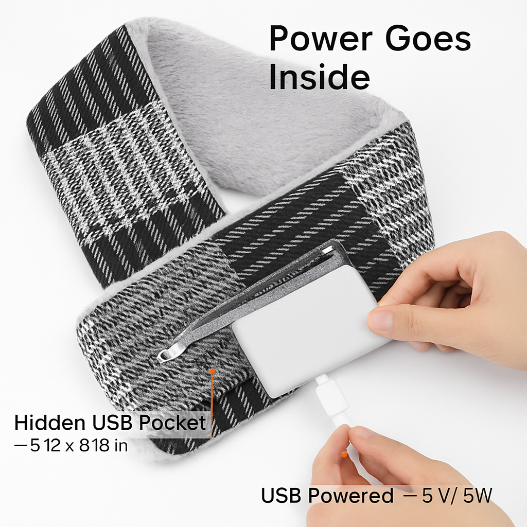 Heated Scarf with USB Heating - Multiple Temperature Modes