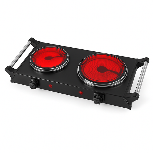 1000W Electric Single Burner Portable Heating Hot Plate Stove Countertop RV Hotplate with 5 Temperature Stepless Adjustments Portable Handles