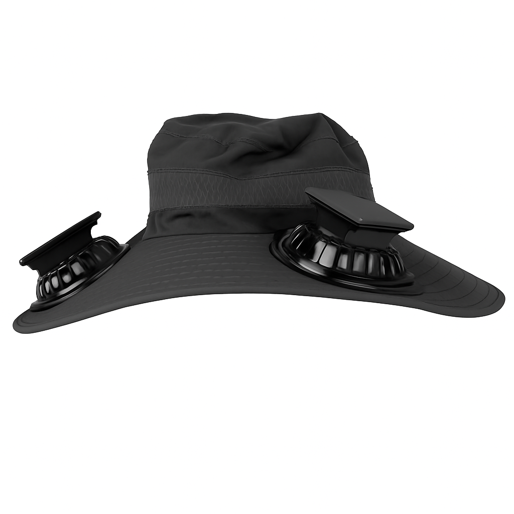 Wide Brim Sun Hat with 2 Solar-Powered Fans