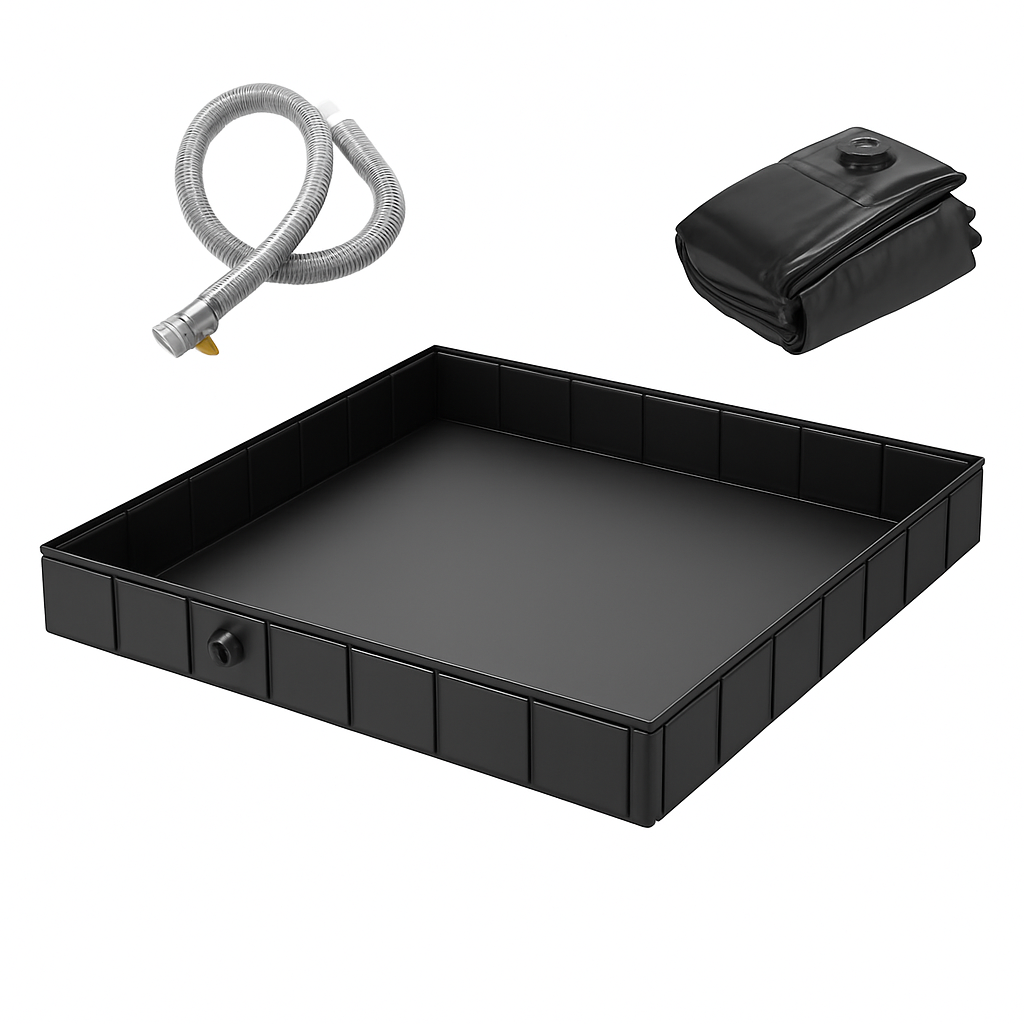 41x41x5.5in Portable Shower Pan Foldable Shower Basin Collapsible Camping Shower Tent Base with Detachable Drain Pipe for Indoor & Outdoor