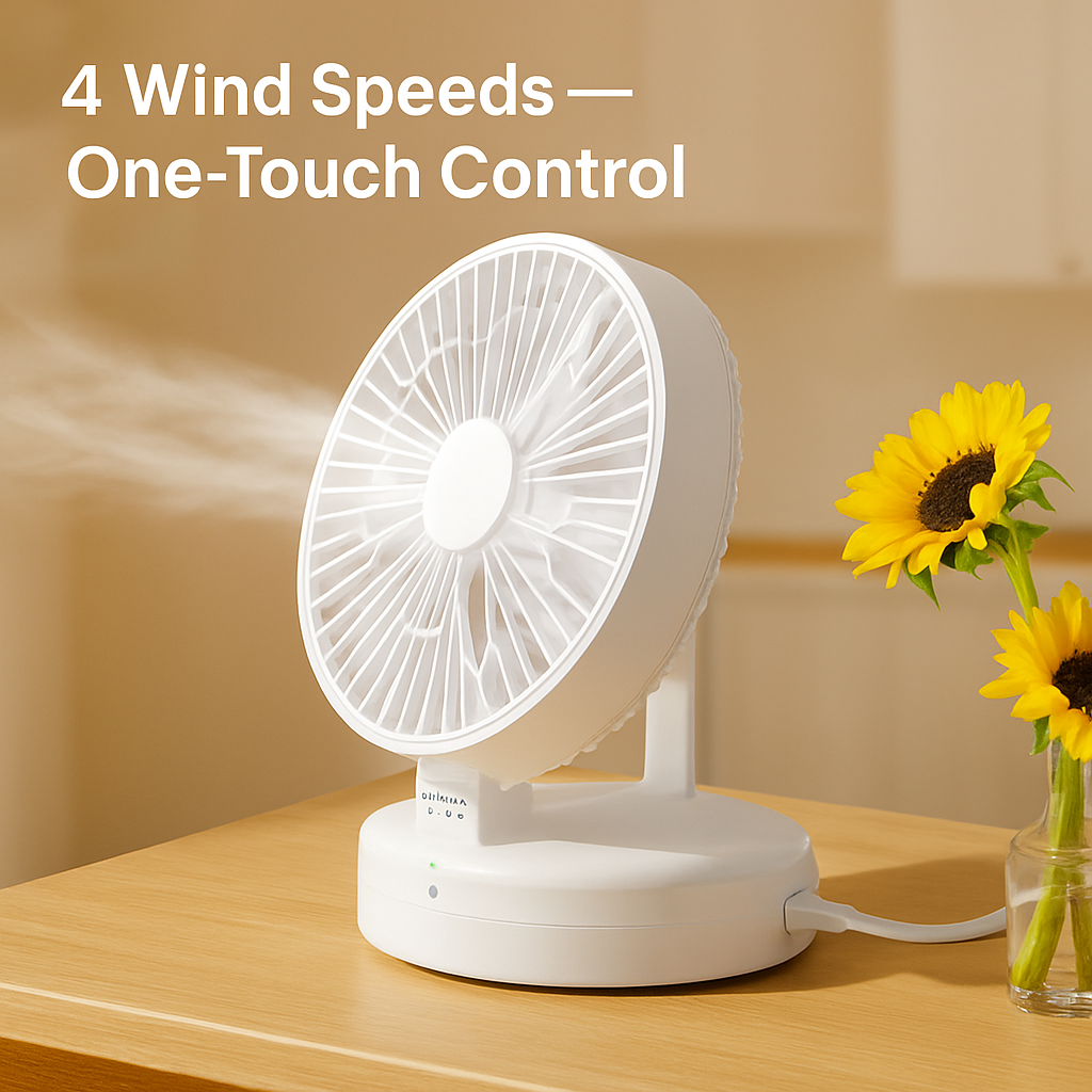 Foldable Table Fan with Wall & Desk Mount