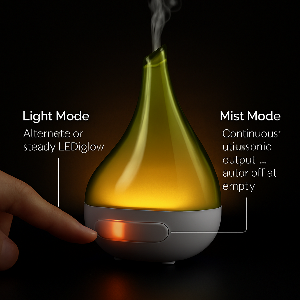Drop-shaped Cool Mist Humidifier Ultrasonic Aroma Essential Oil Diffuser w/LED Light for Office Home Room Vehicle Study Yoga Spa