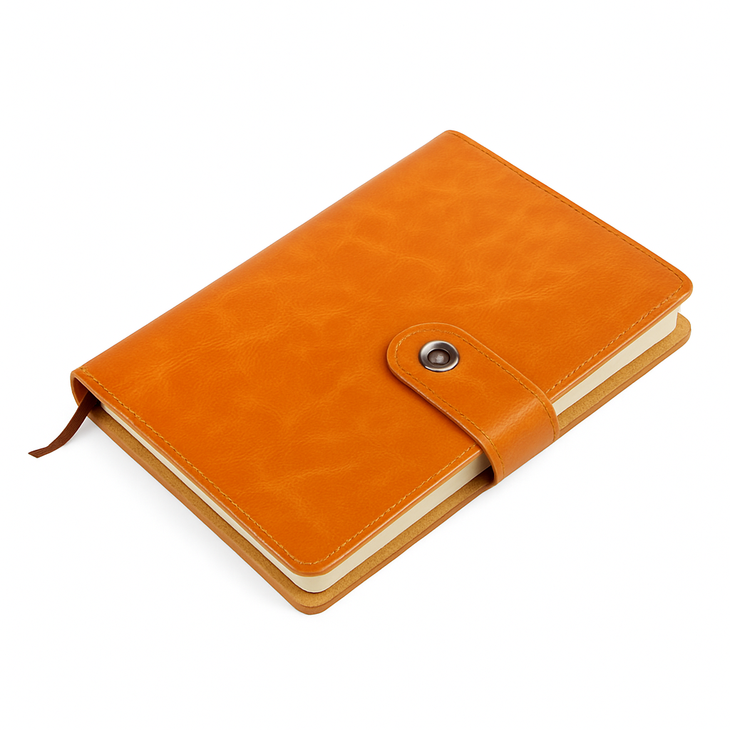 PU Leather Cover Notebook Memopad with Calendar World Map and Silk Ribbon
