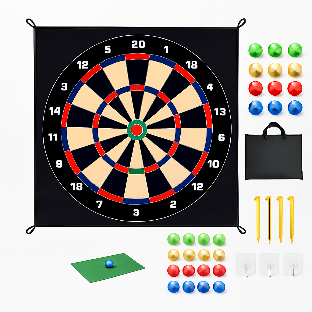 Golf Chipping Game Mat Set with 20 Balls & Hooks