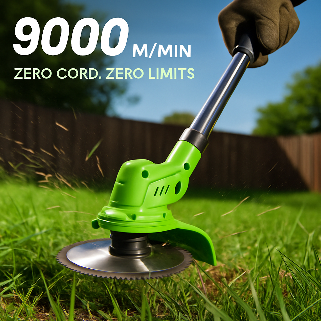 Cordless Grass Trimmer with Saw & Multi-Blade Kit