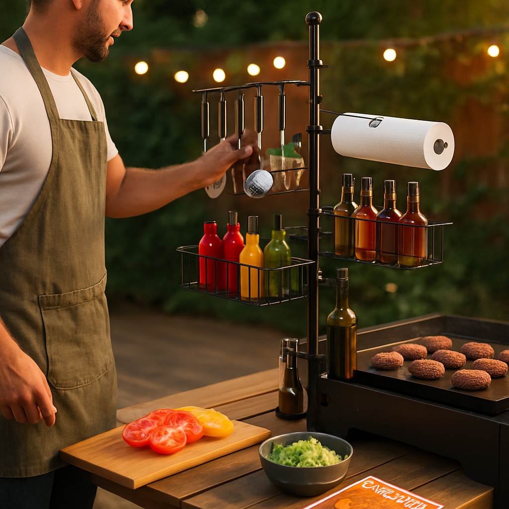 Griddle Caddy with Paper Towel Holder and Hooks
