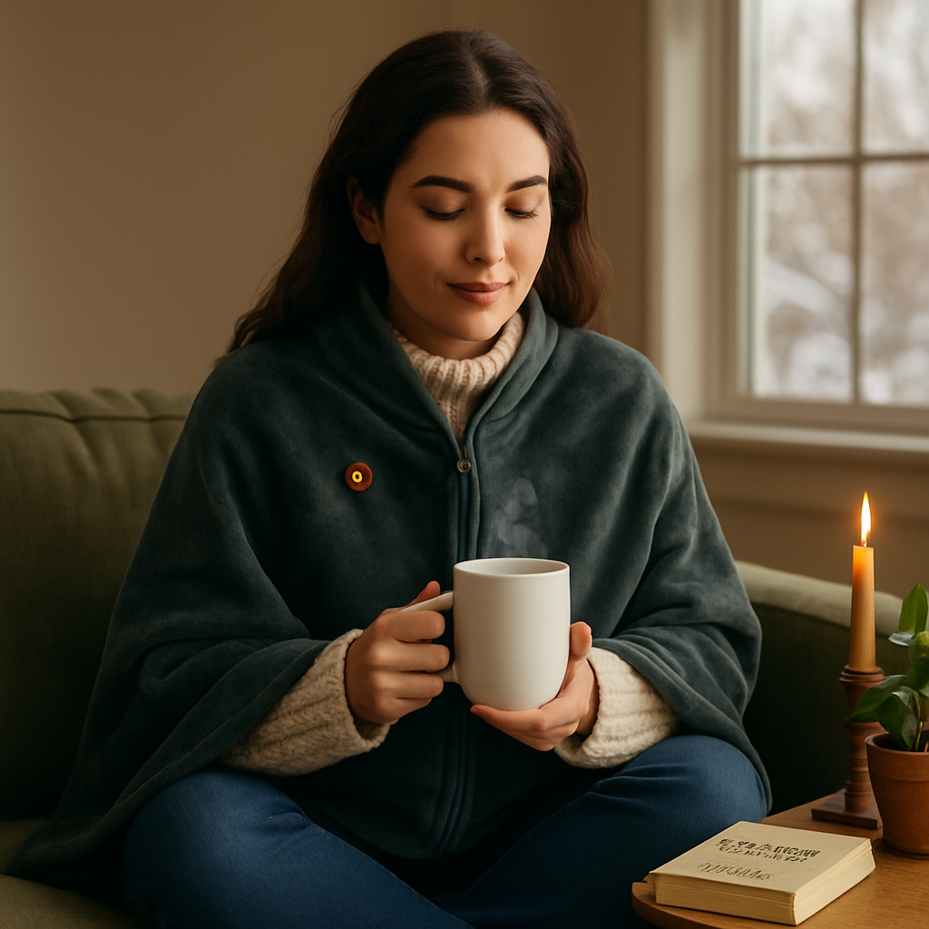 USB Heated Blanket Shawl Wrap with Zipper