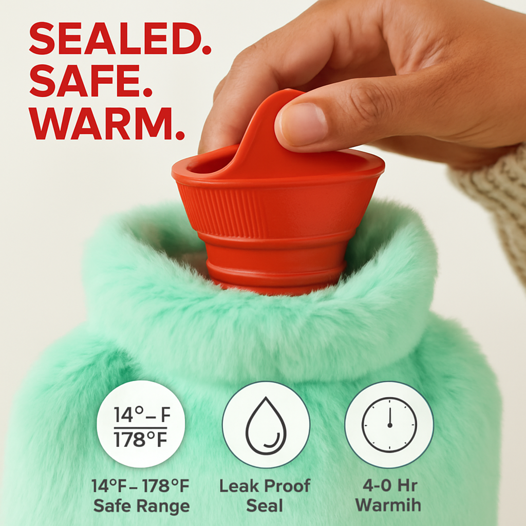 Plush-Cover 2L Hot Water Bottle for Pain Relief & Comfort