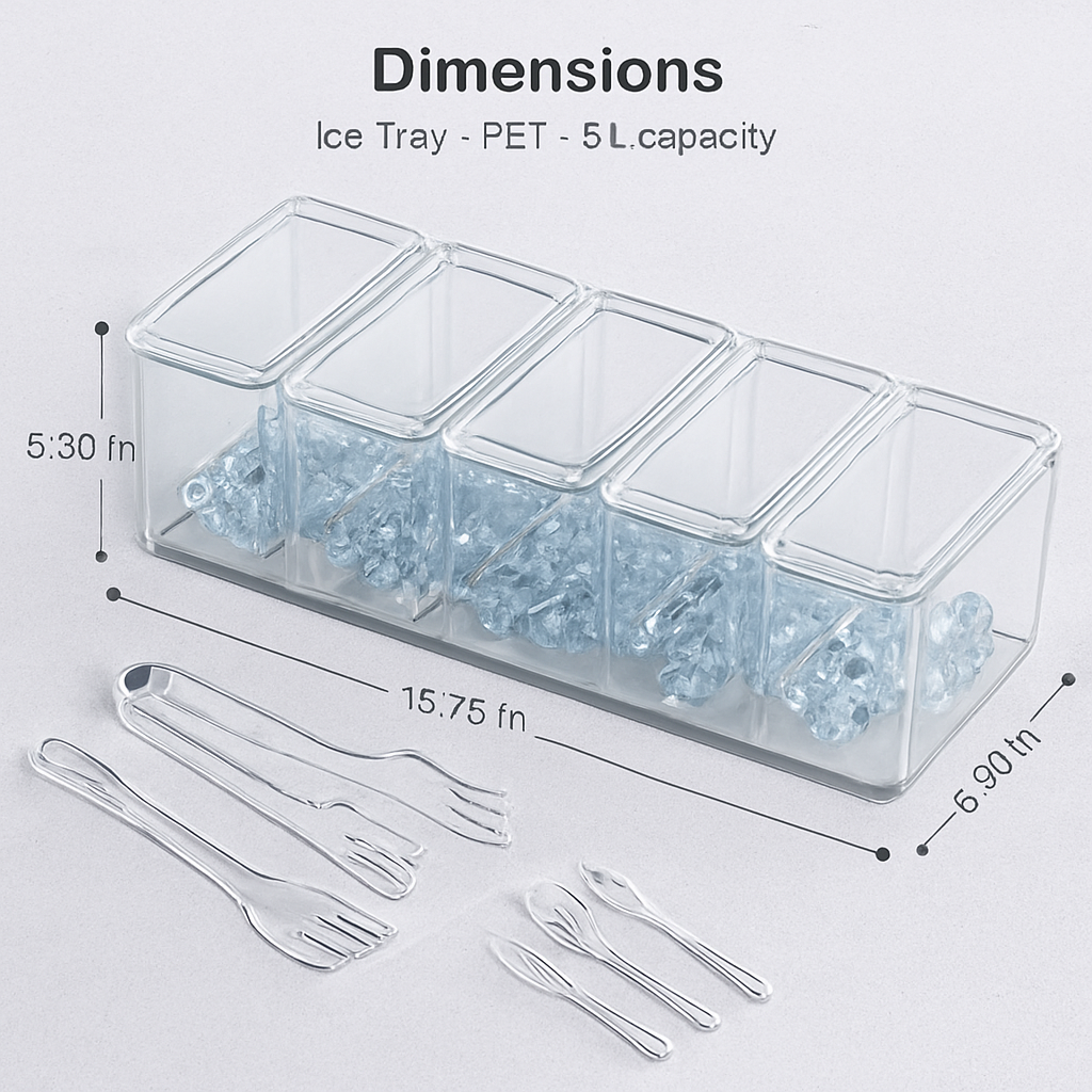 Ice Chilled Condiment Caddy with 5 Trays and Lids