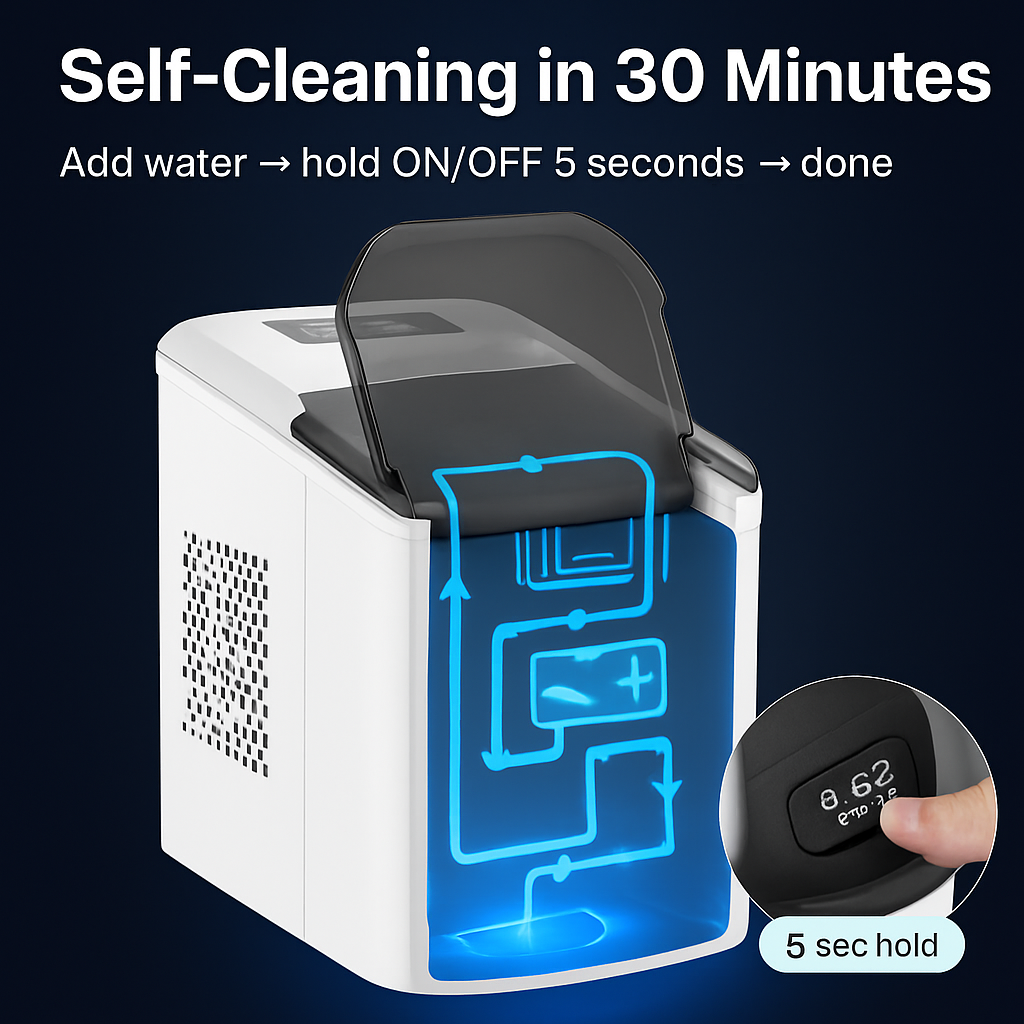 Countertop Ice Maker with Bullet Ice for Home & Office