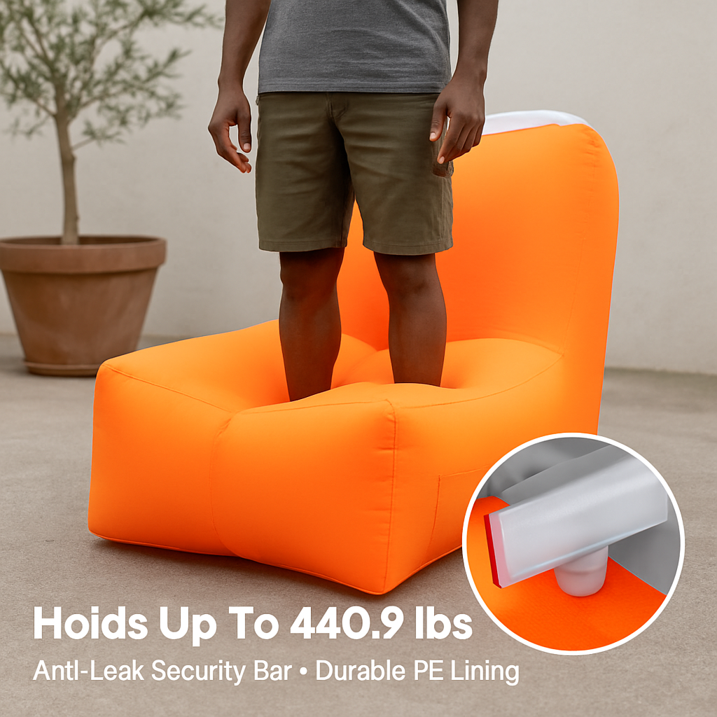 Sillón inflable tipo sofá, con bolsa organizadora portátil, impermeable y antifugas, ideal para patio, lago, playa, viajes, acampada y picnics