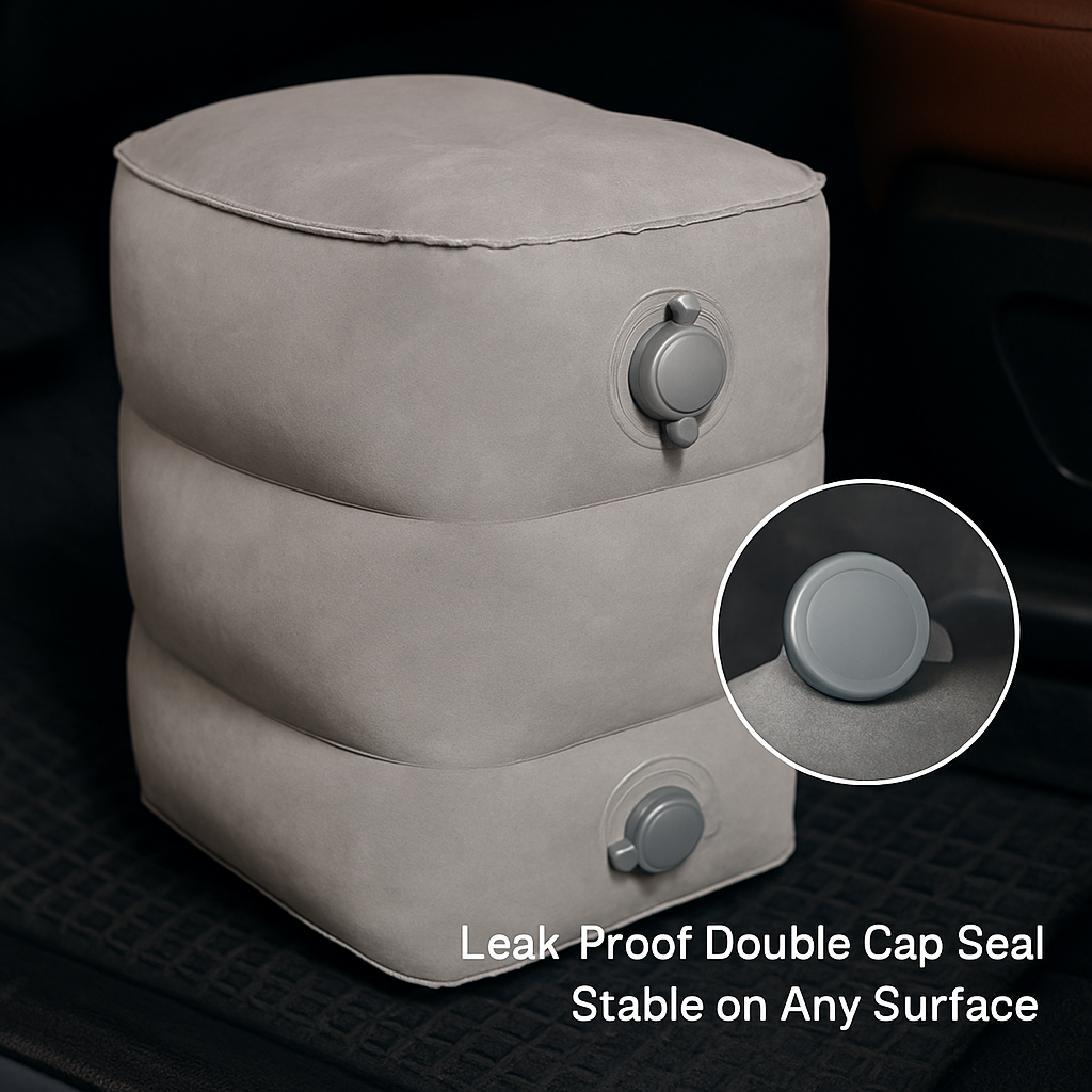 Reposapiés inflable con bolsa de aire – Ajustable para viajes