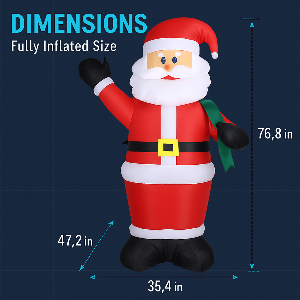 Inflatable Giant Santa Claus with LED Lights 6.4ft