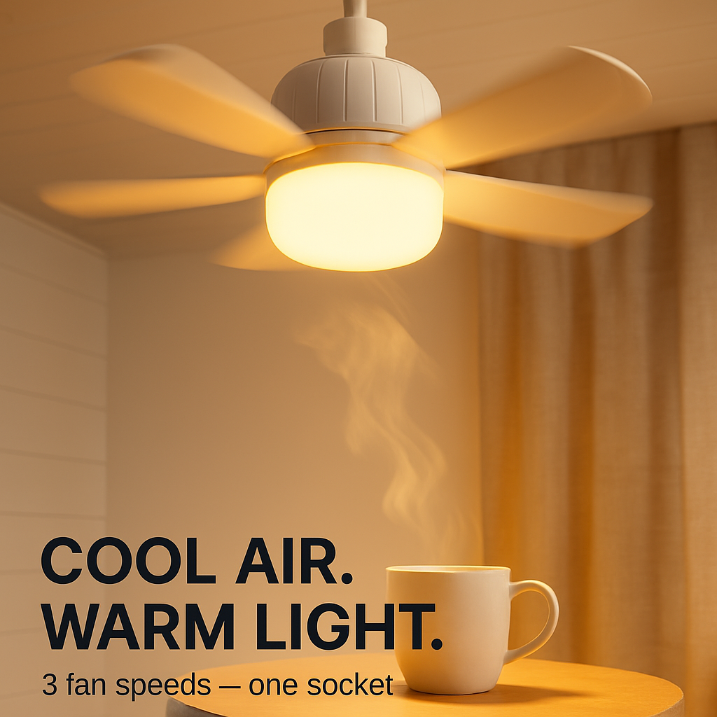 12W Socket Ceiling Fan with Lights and Remote