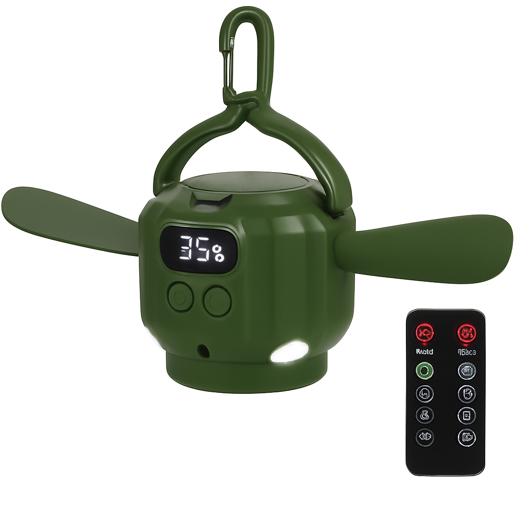 Ventilador de techo LED portátil para camping con luz y 3 velocidades
