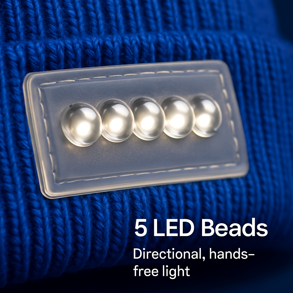 Unisex 5 LED Knitted Beanie Winter Warm Hat Camping Jogging Running Cap Headlamp