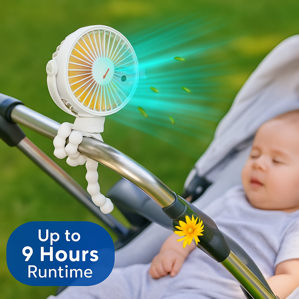 Baby Stroller Fan with Flexible Tripod Clip On