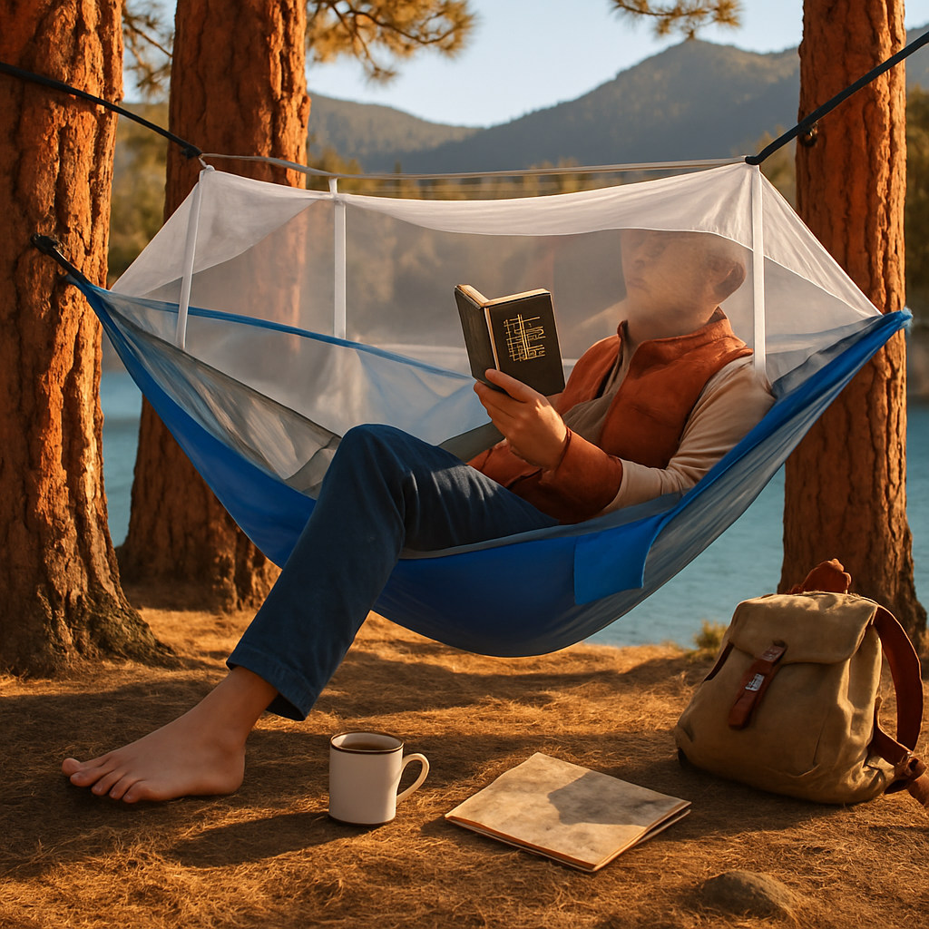 Hamaca con mosquitero para camping y viajes