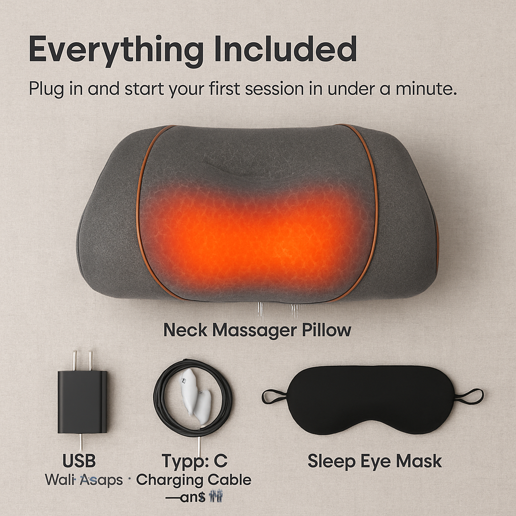 Almohada de masaje de cuello 3 en 1, masajeador ergonómico con calor, vibración y compresión de aire, temporizador de 30 minutos para aliviar el dolor de cuello, espalda y hombros
