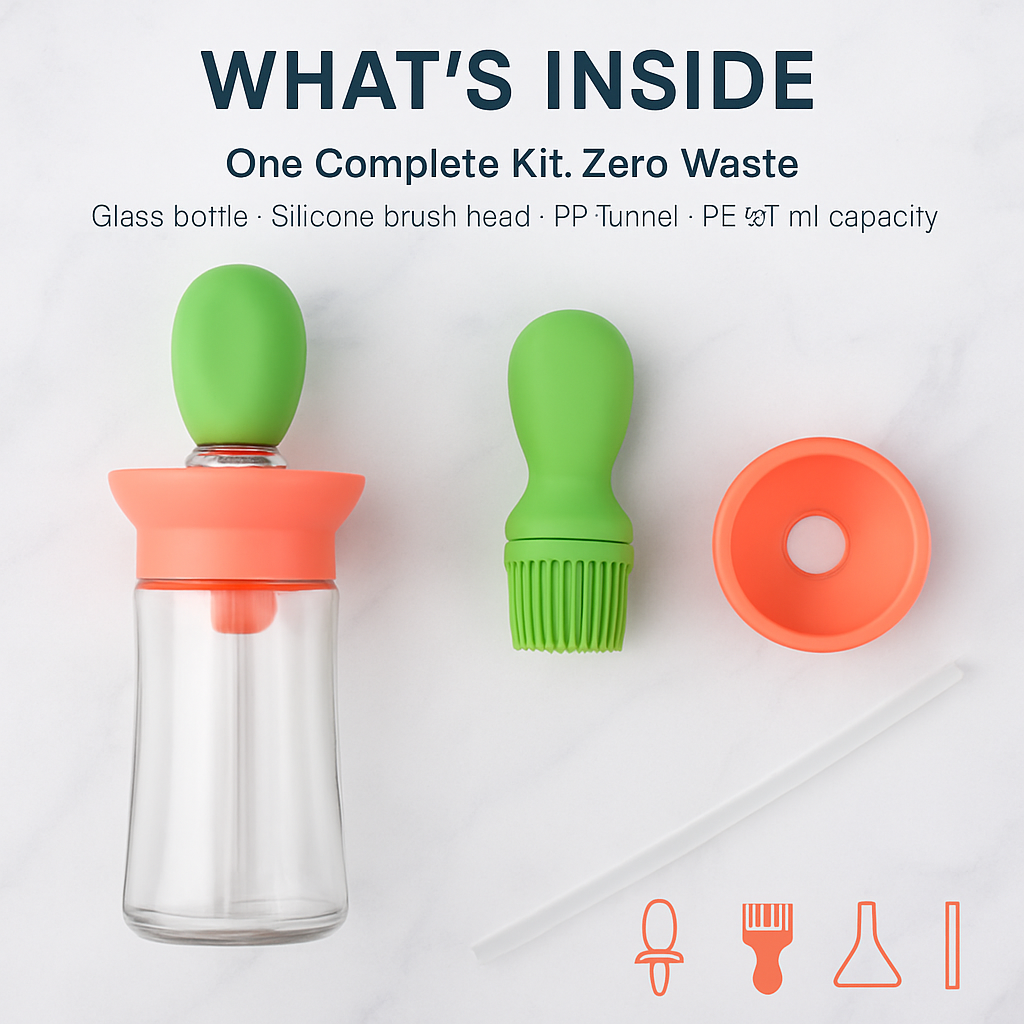 Oil Dispenser Bottle 2-in-1 with Dropper & Brush