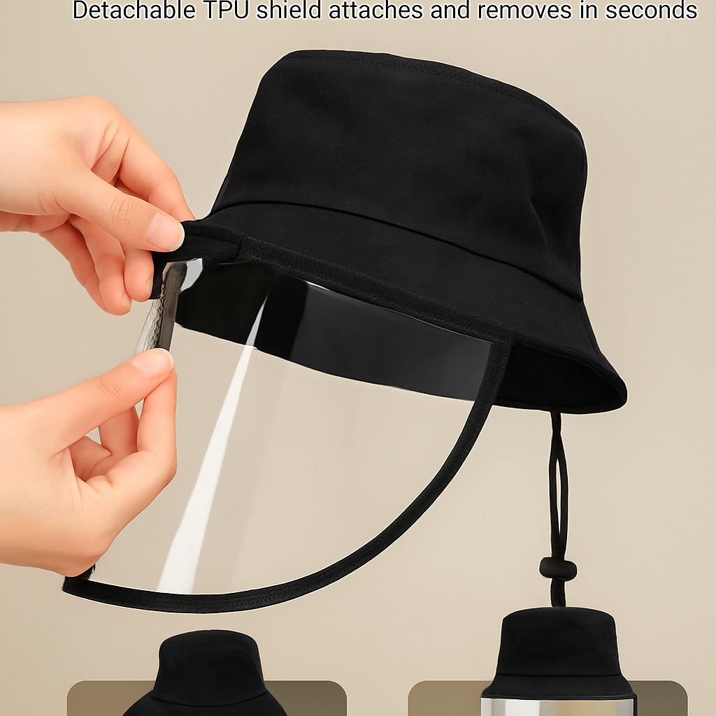 Fishman Hat Protective Face Shield Removable Sun Bucket Cap Face Cover Protect Against UV Spitting Saliva Dust Wind