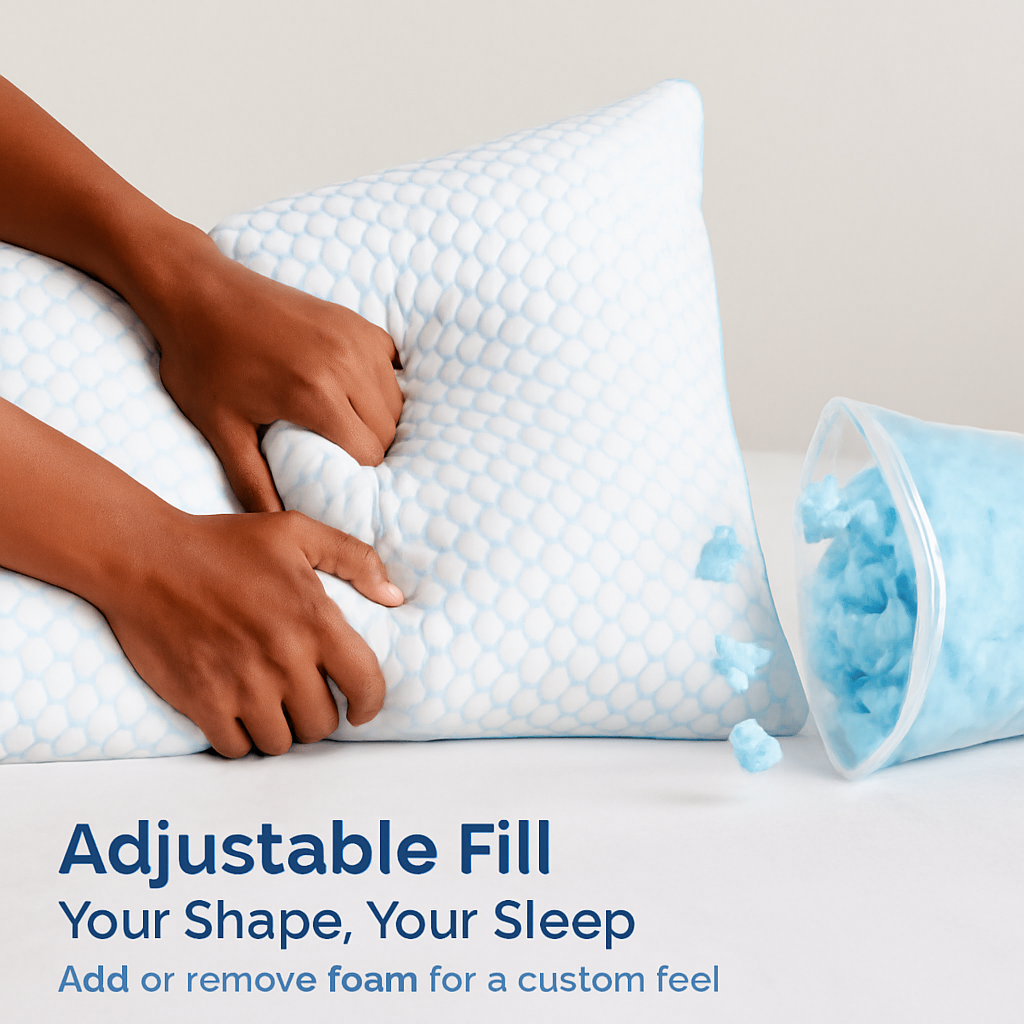 Shredded Memory Foam Pillow - Adjustable, Cooling, Washable
