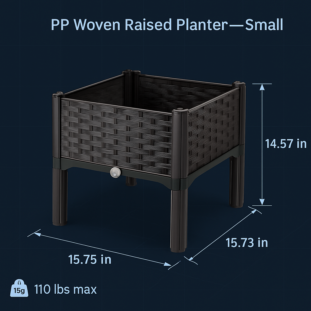 Outdoor Raised Garden Bed with Legs Elevated Planter Box with Self-watering System for Garden Patio Balcony Vegetables Flowers Herbs PP Plastic Box Ea