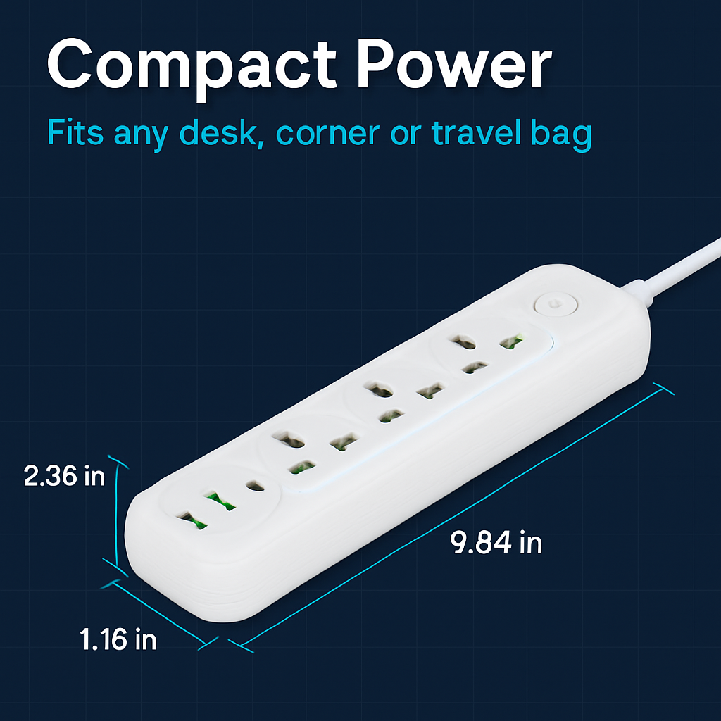 Power Strip with USB Ports and Wall Mount