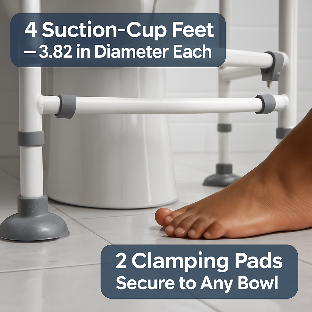 Toilet Safety Rails with Adjustable Height and Width