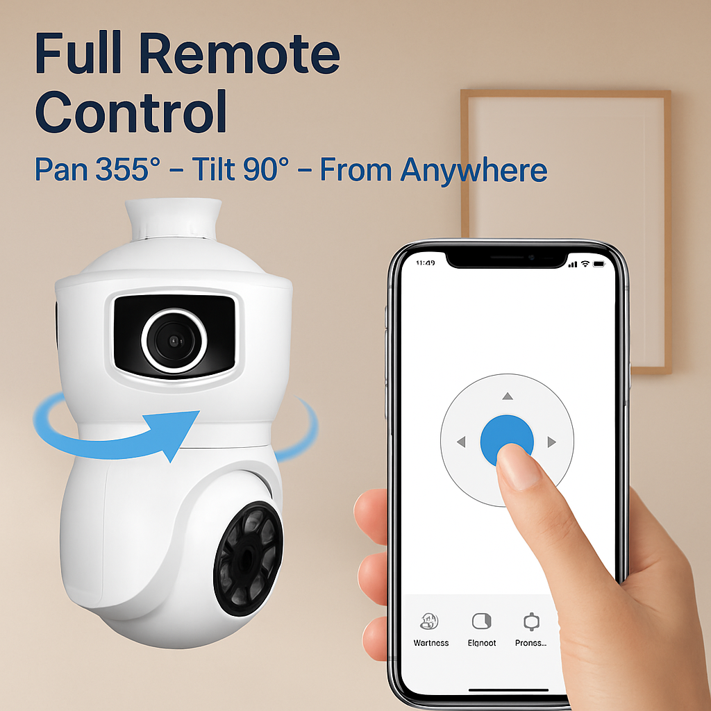 Dual Lens Security Camera with Night Vision and AI