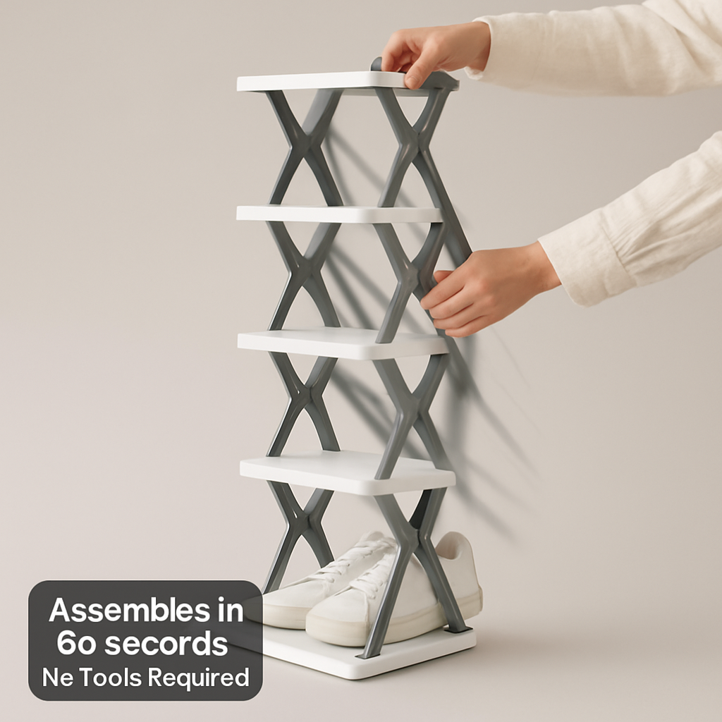 6-Tier Foldable Shoe Rack - Space Saving Organizer
