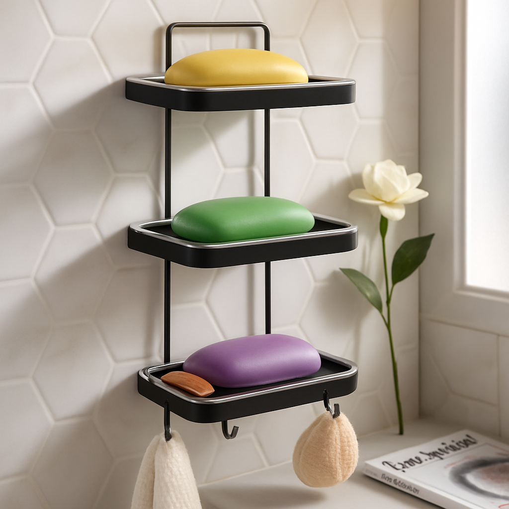 Soap Dish Holder With Clear Tray - Wall Mounted