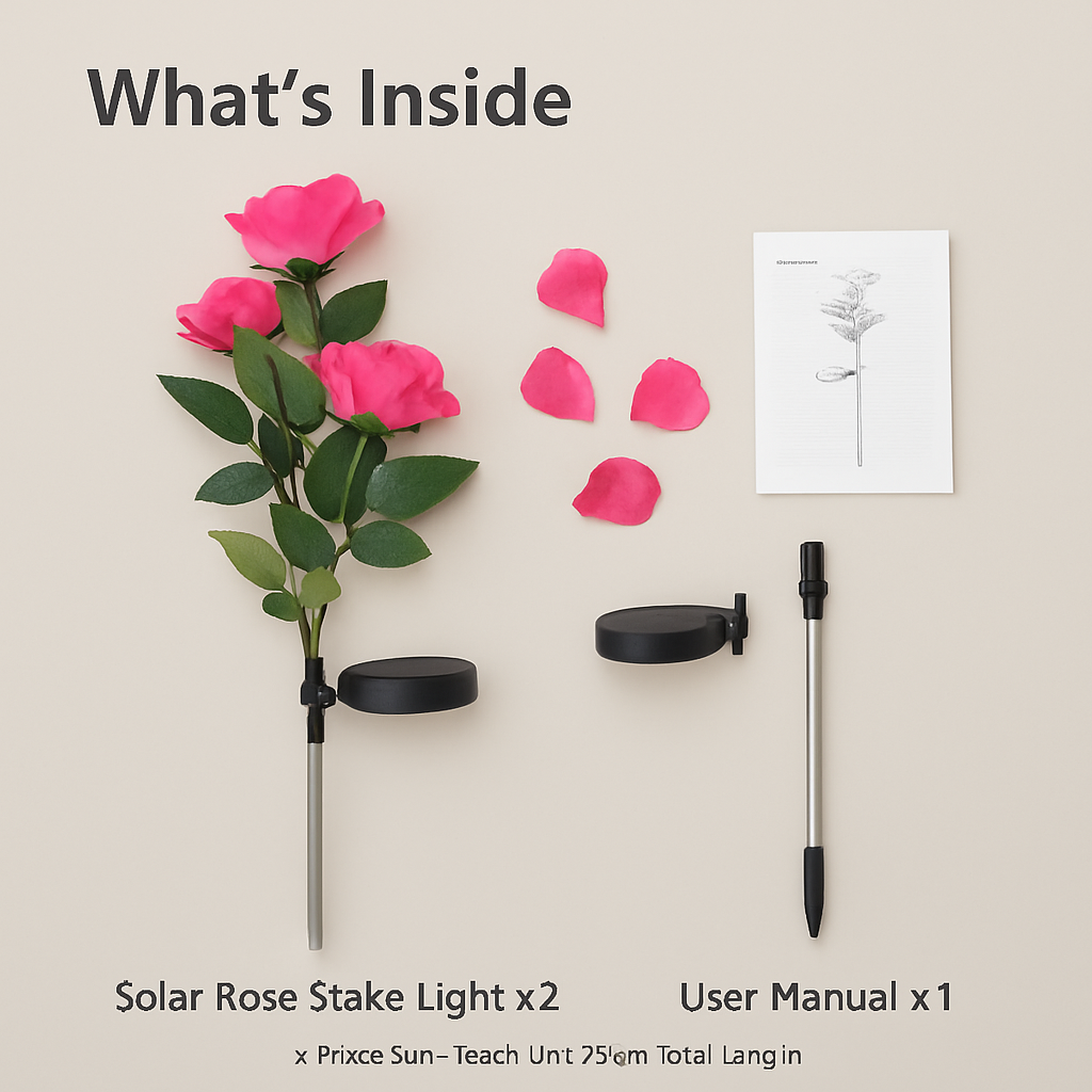Solar Powered Rose Lights - Water-Resistant Pathway