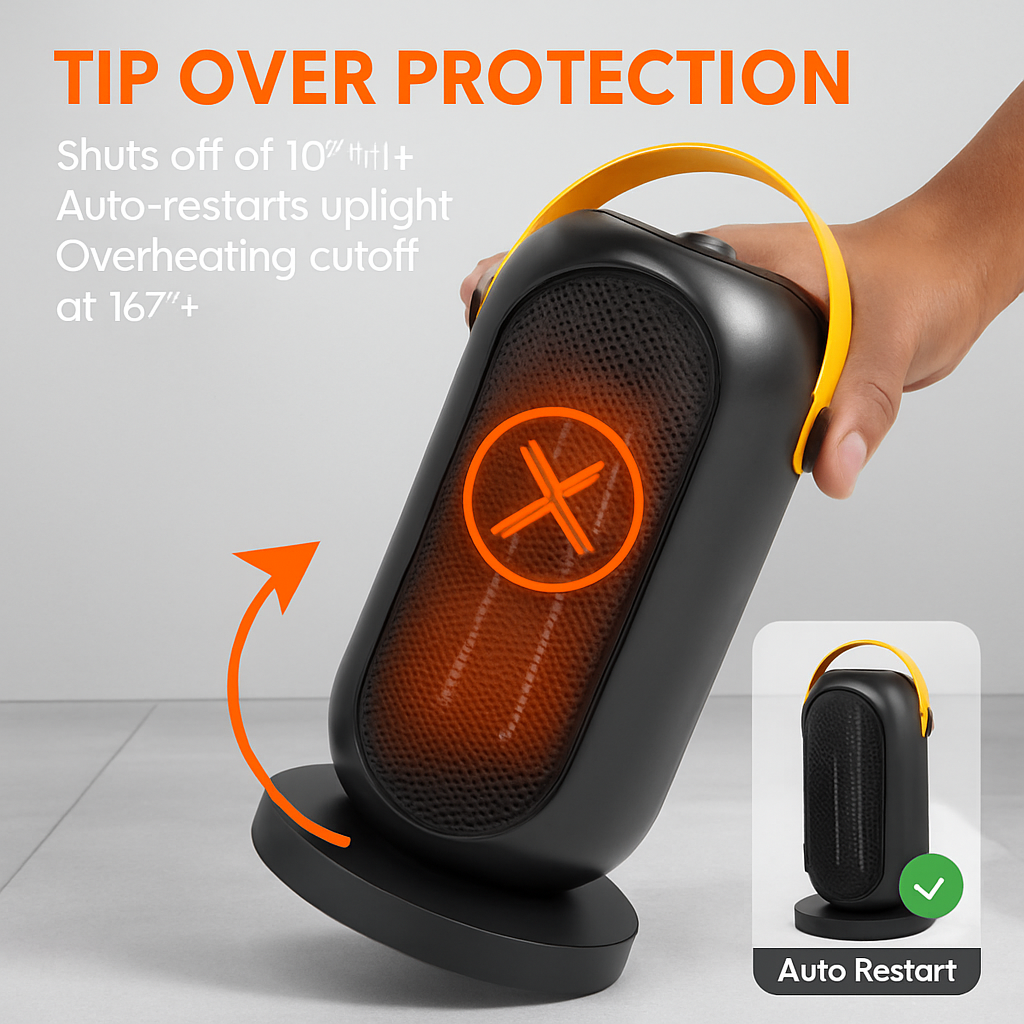 Portable Ceramic Space Heater with Oscillation