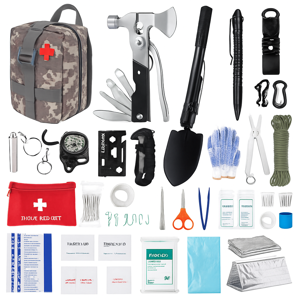 125Pcs Survival Kits for Outdoor Adventure and Camping