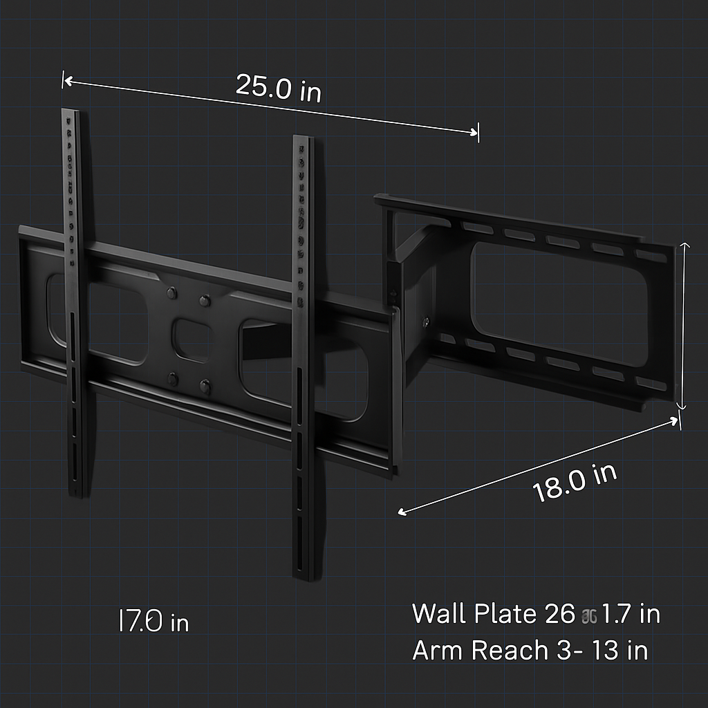 Full Motion TV Wall Mount Swivel Tilt TV Wall Rack Support 37-70” TV Wall Mount Max VESA Up To 600x400mm Holds Up To 99LBS
