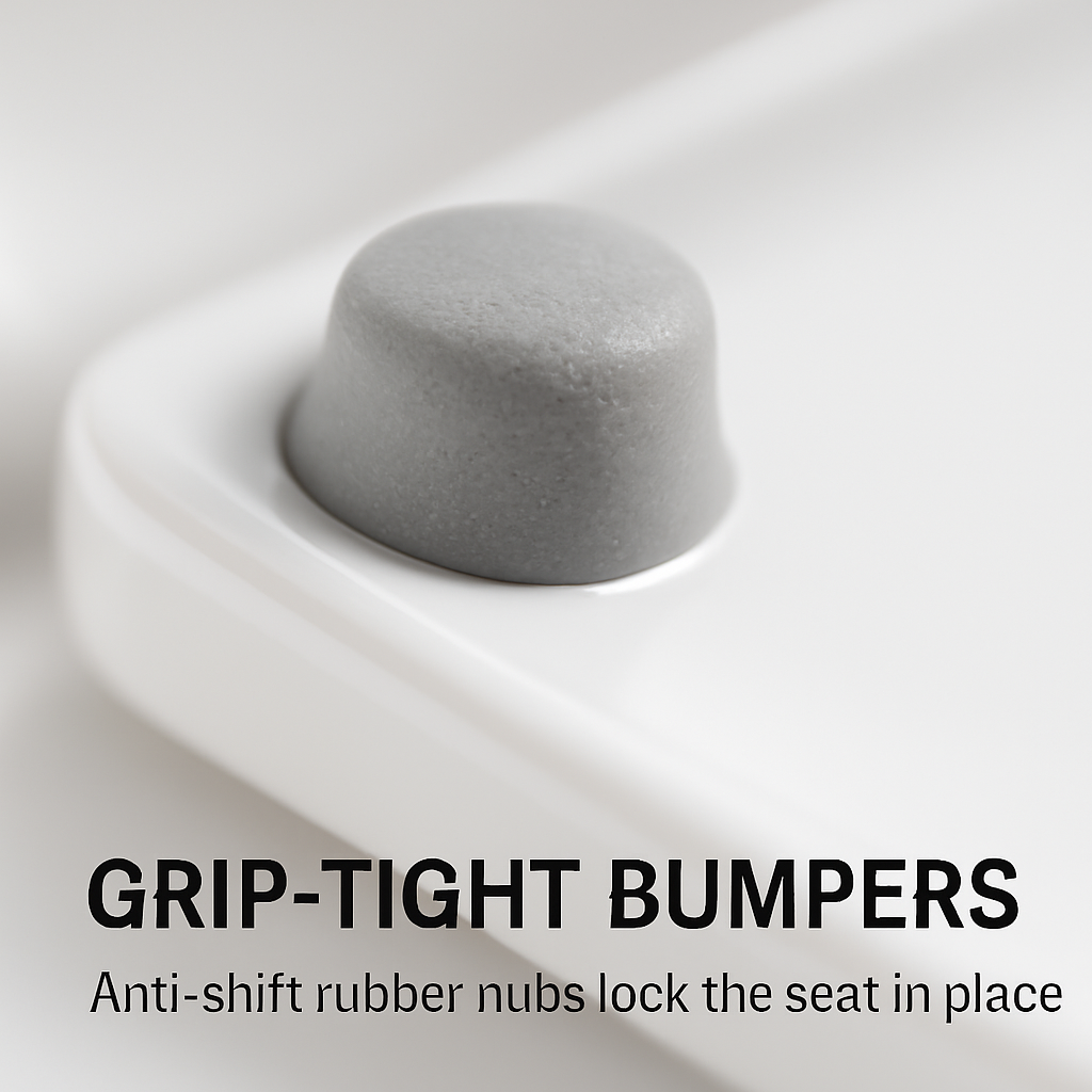 Asiento de inodoro cuadrado con topes antideslizantes Grip-Tight