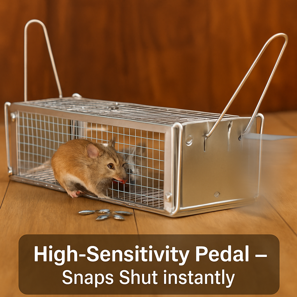 Dual Door Rat Trap Cage: Humane Live Trap for Mice & Rodents