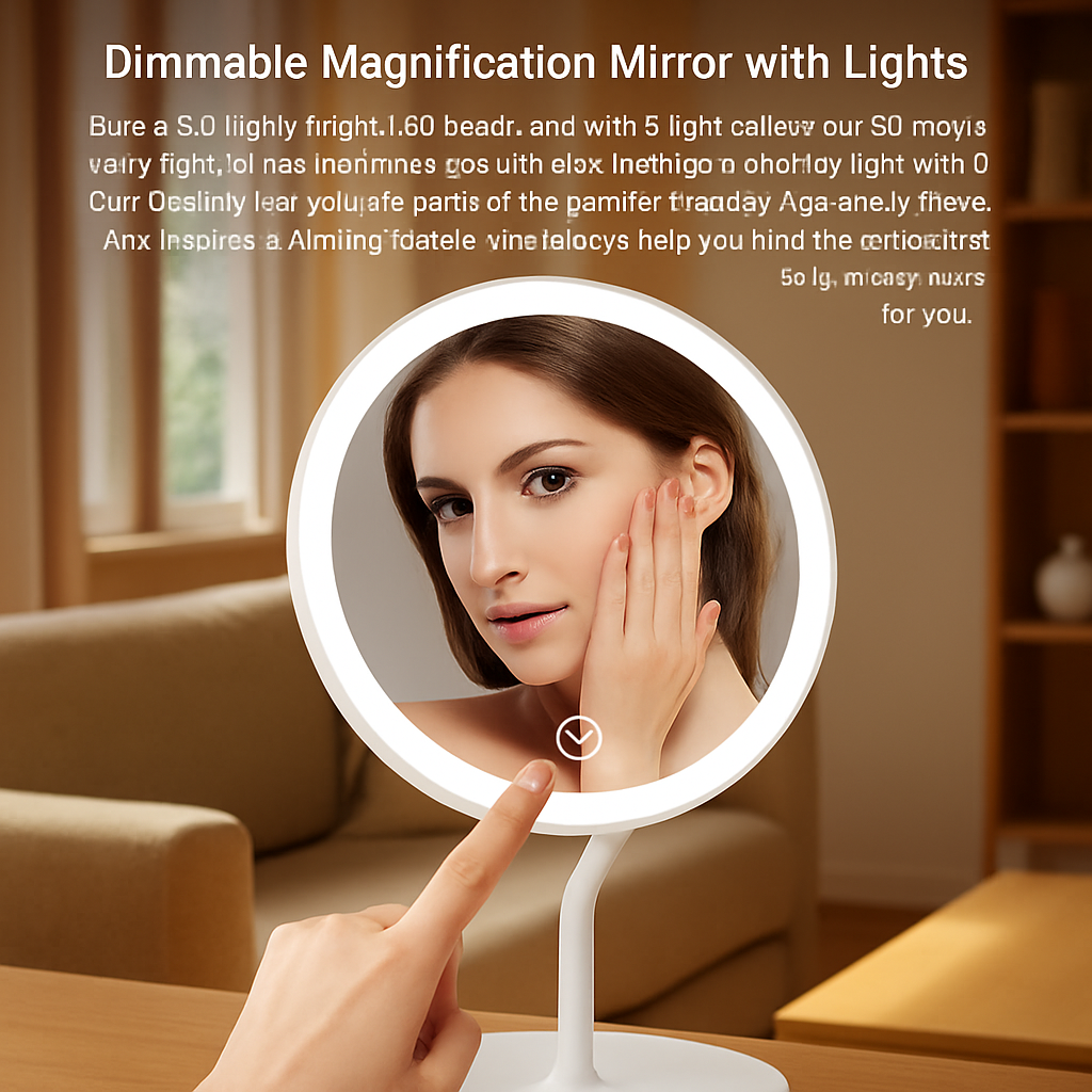 5X Magnifying Lighted Makeup Mirror with 360° Rotating Base