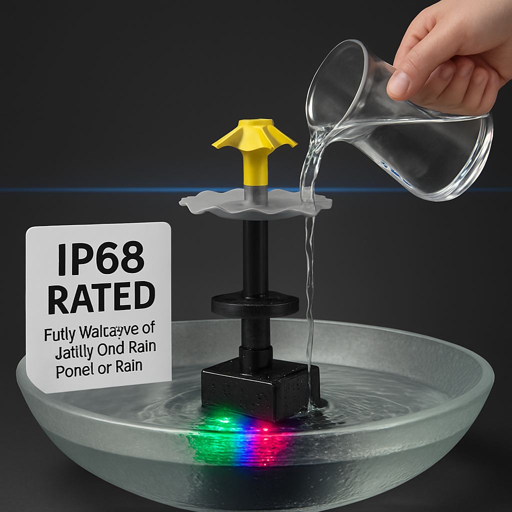 3-Tier Solar Bird Bath Fountain Solar Powered Water Pump Waterfall Feature with Colorful Light 3 Nozzles 6W Solar Panel for Bird Bath Patio Yard Pond